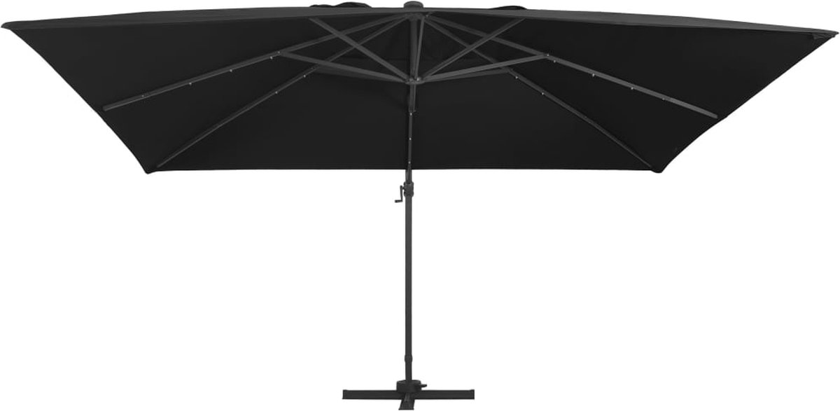 vidaXL Zweefparasol - 400x300 cm - LED - Zwart Hangende Parasol - Zweefparasol - Terrasdecoratie - Buitenschilderij - Led Verlichting - Parasol Zwarte Kleur (8348351844471)