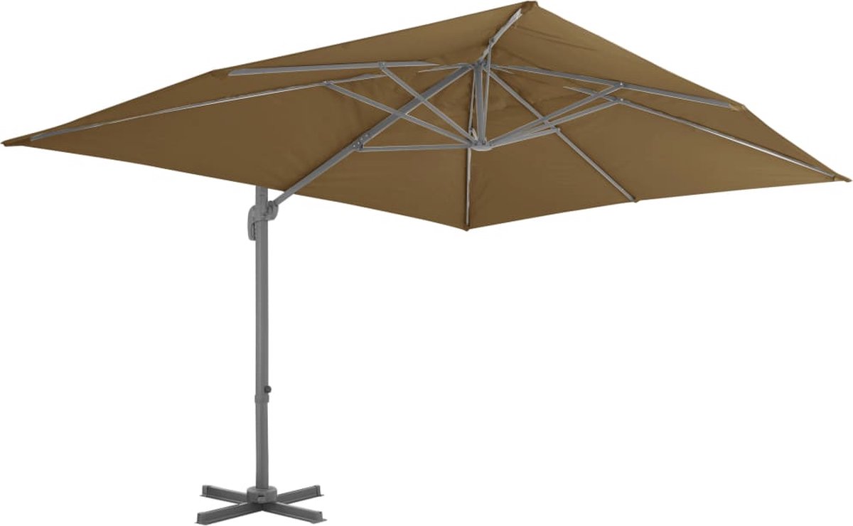 vidaXL Zweefparasol 400x300 cm - Taupe Hangende Parasol - Parasol Tuin - Parasol Taupes - Zonwering Tuin - Outdoor Decor - Zomertuin (8104371561787)