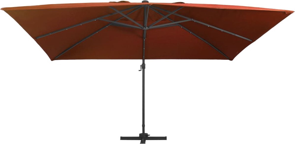 vidaXL Zweefparasol 400x300 cm met LED Terracotta Hangende Parasol - Terrasdecoratie - Tuinset - Buitensfeer - Led Verlichting - Parasol Met Licht - Zomerzonwering - Patio Set - Garden Furniture (8138639318455)