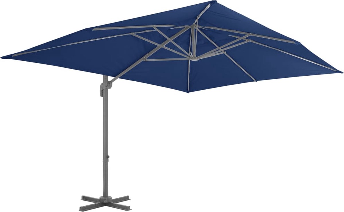 vidaXL Zweefparasol 4x3m - Azuurblauw en Kantelbaar Hangende Parasol - Zweefparasol - Tuinparasol - Parasol Blauw - Parasol Outdoor - Parasol Zomer (8287568954118)