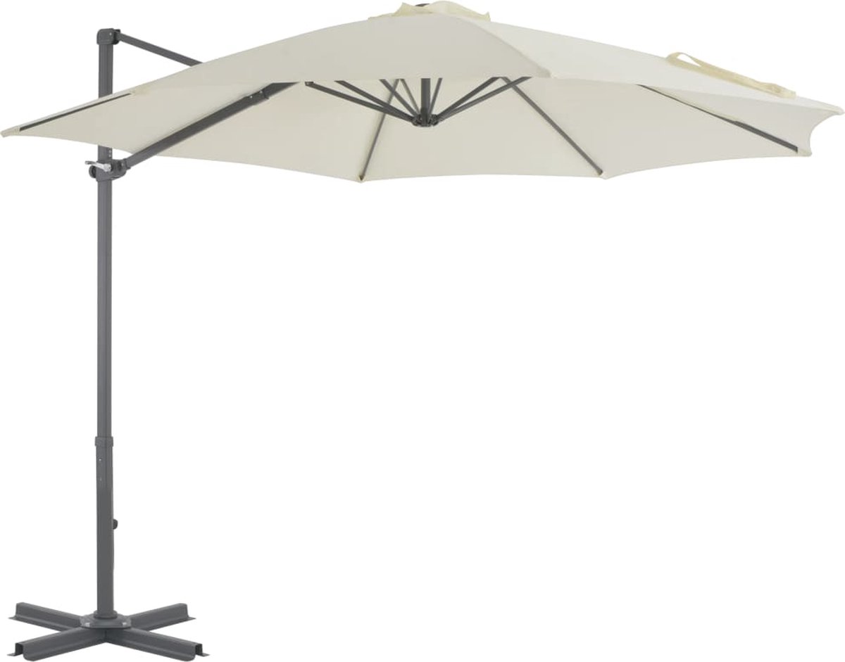 vidaXL Zweefparasol Aluminium 300 cm Zandkleurig Hangende Parasol - Parasol - Tuinzomer - Buitenschilderij - Zonnebescherming - Strandparasol - Patioset (8301359175909)