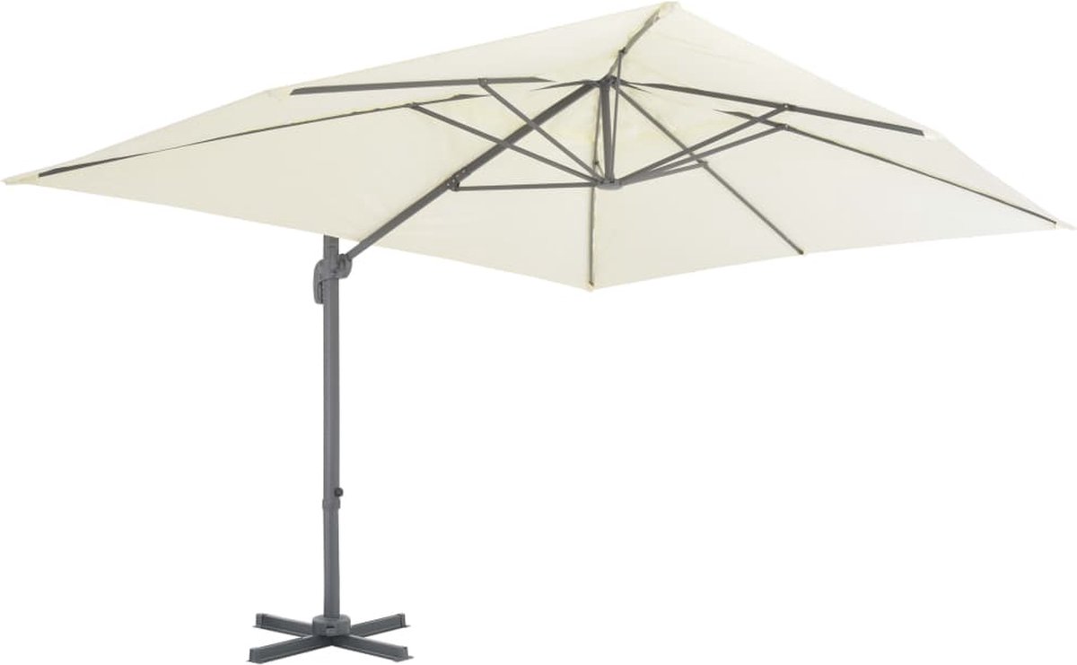 vidaXL Zweefparasol - Aluminium - 400x300 cm - Zandkleurig Hangende Parasol - Zweefparasol - Terraszonnescherm - Buitenzonnescherm - Parasol Zandkleur - Aluminium Parasol - Parasol Met Kruisvoet - Parasol 4 Meter - Parasol 3 Meter - Patio Parasol (8251038058422)