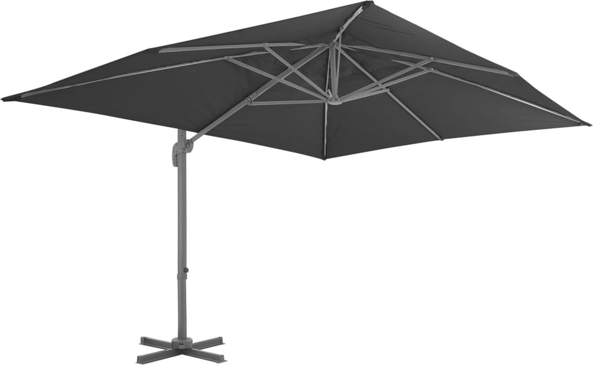 vidaXL Zweefparasol - Aluminium - 4x3 m - Zwart Hangende Parasol - Zweefparasol - Parasol - Zonnezegel - Buitenschilderij - Tuindecoratie - Tuinaccessoires - Outdoor Decor - Patio Furniture - Garden Furniture (8348351793939)