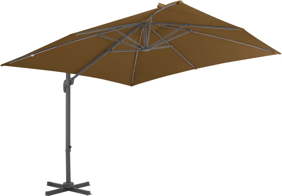 vidaXL Zweefparasol - Aluminium Paal - 300x300 cm - Taupe Hangende Parasol - Tuinset - Buitenleven - Terrasdecoratie - Zonnebescherming - Zomerseizoen - Tuinaccessoires - Patioset (8204638395619)