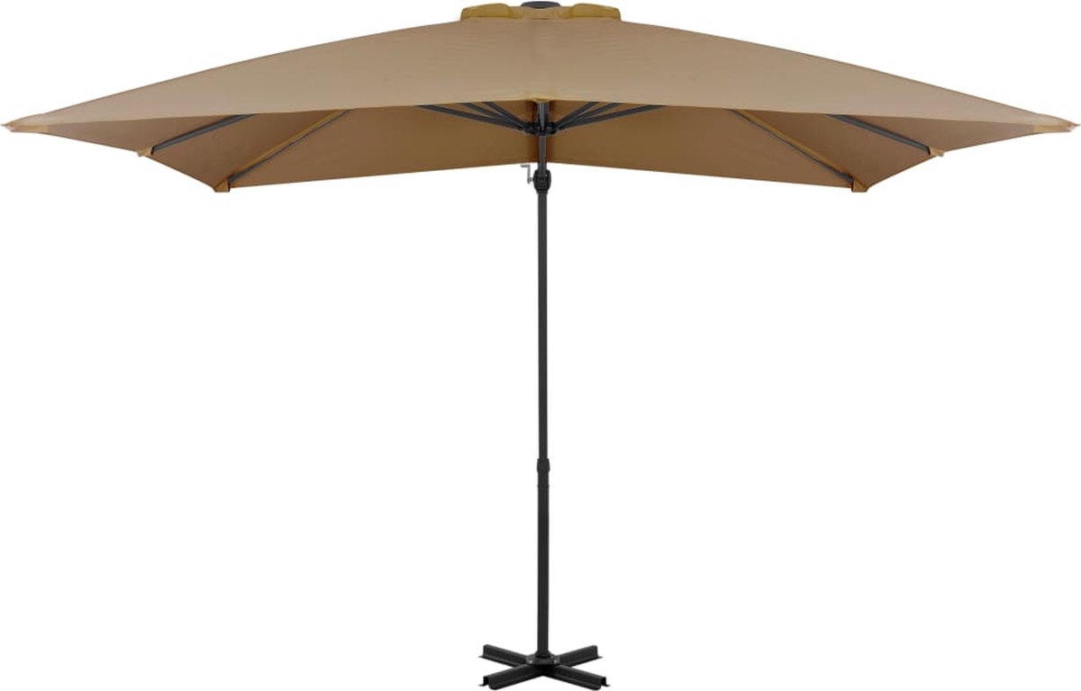 vidaXL Zweefparasol - Aluminium paal - 250x250 cm - Taupe Hangende Parasol - Zonwering - Tuinset - Buitenleven - Patio Set - Terrasdecoratie - Zomerseizoen - Taupecleur (8202522765821)