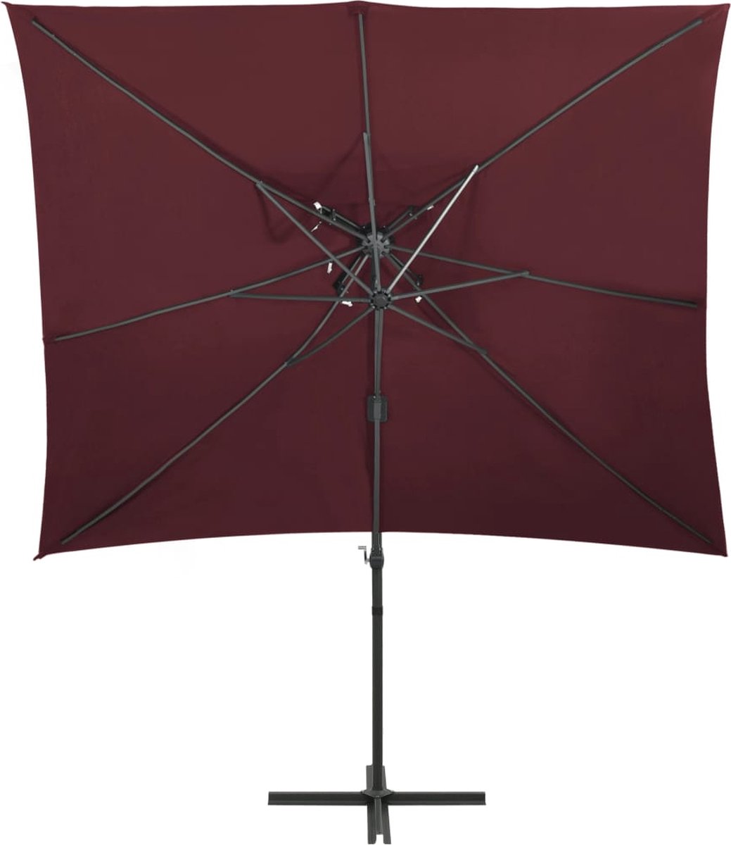 vidaXL Zweefparasol - Dubbel Dak - 250x250 cm - Bordeauxrood Zonnescherm - Parasol - Tuinset - Buitenleven - Terrasdecoratie - Rood (8204630078404)