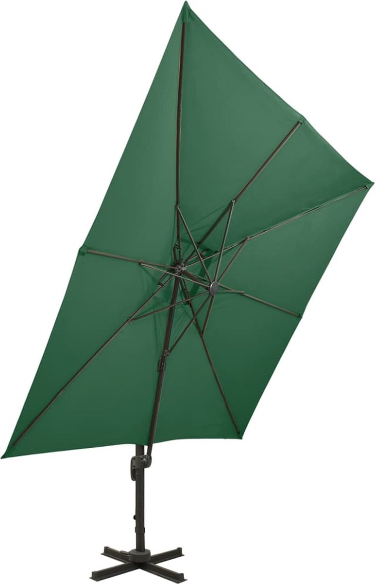 vidaXL Zweefparasol - Dubbel Dak - 300x300 cm - Groen Zonnescherm - Parasol - Tuinset - Buitenleven - Zomer - Terrasdecoratie - Groene Parasol (8212222143096)