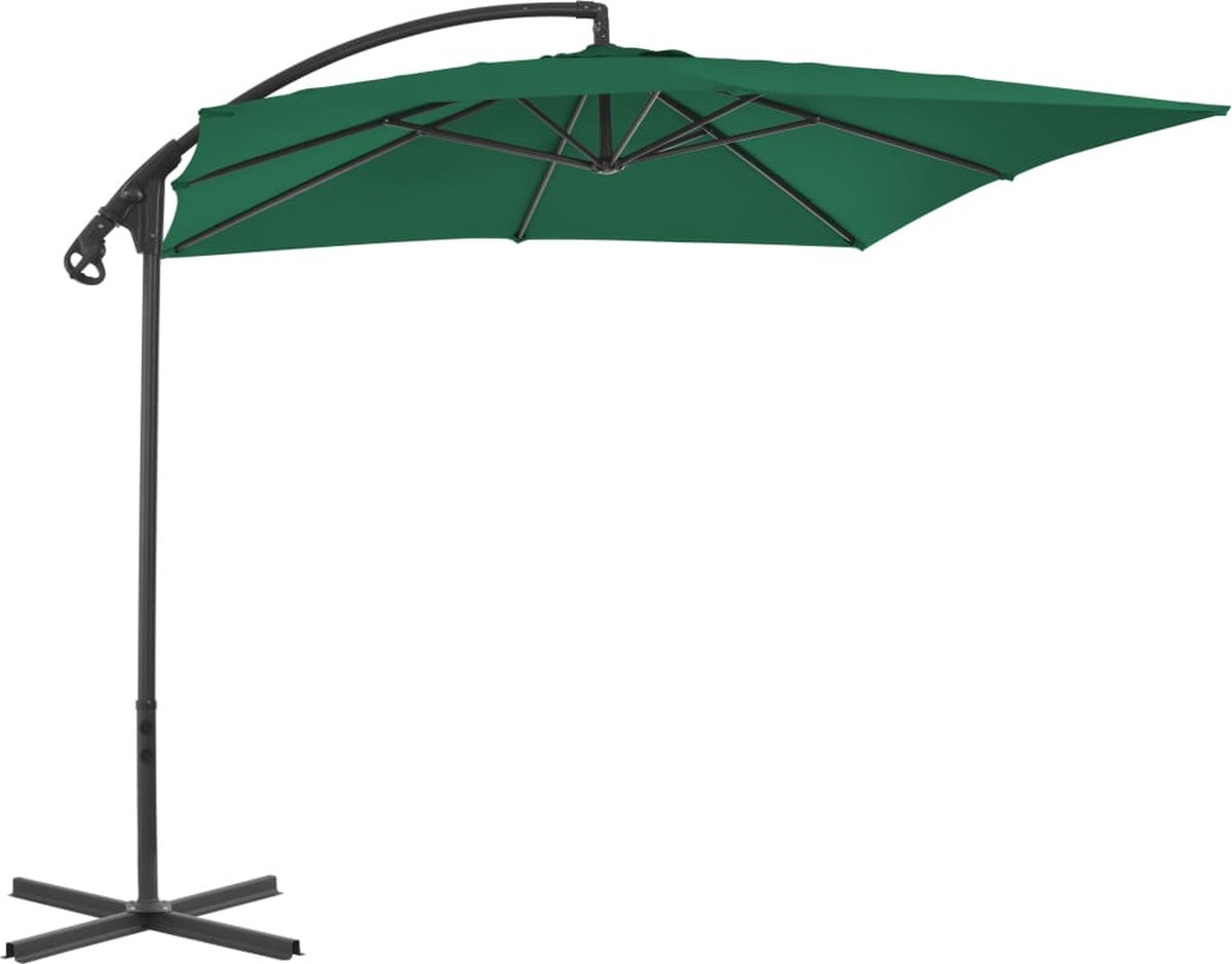 vidaXL Zweefparasol - Groen - 250x250 cm - Stalen Paal Zonnescherm - Parasol - Tuinset - Tuinaccessoires - Outdoor Living - Zomerseizoen - Tuindecoratie - Privacy Scherm (8339148878298)