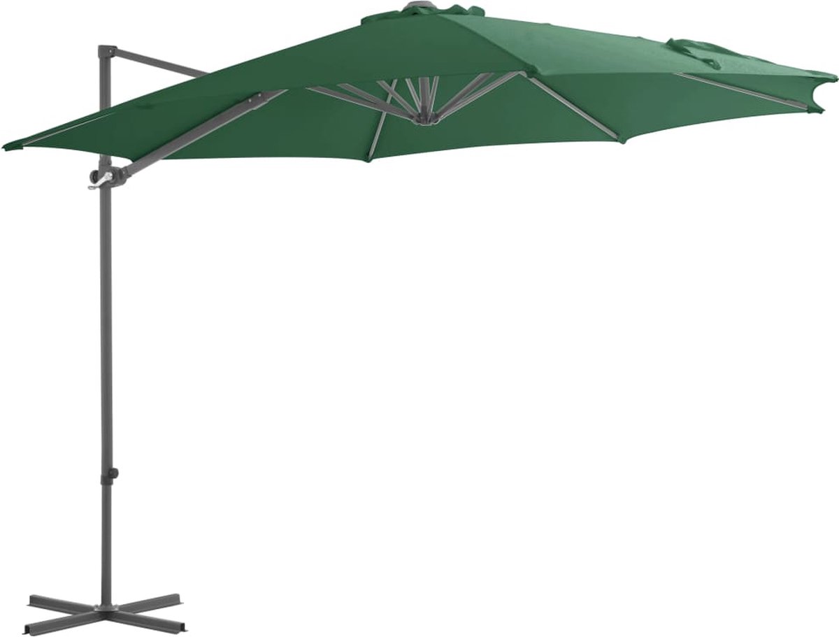 vidaXL Zweefparasol Groen 300 cm - Kantelbaar & Draaibaar Hangende Parasol - Parasol - Tuinset - Buitenschilderij - Zonnezegel - Zonnescherm - Outdoor Decor (8301134208259)