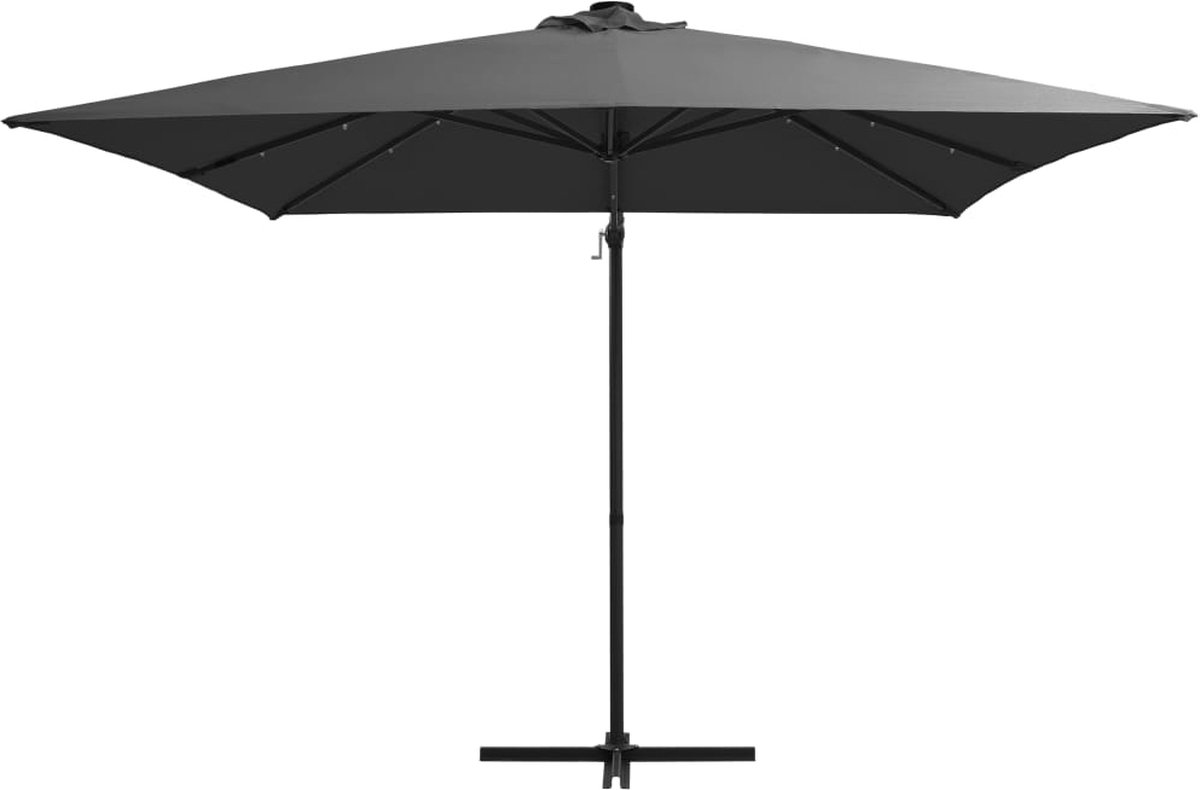 vidaXL Zweefparasol LED 250x250 cm Antraciet Hangende Parasol - Parasol - Tuingereedschap - Buitenaanleg - Veranda - Terrasdecoratie - Led Parasol - Parasol Met Licht - Zomeraccessoires (8301359050596)