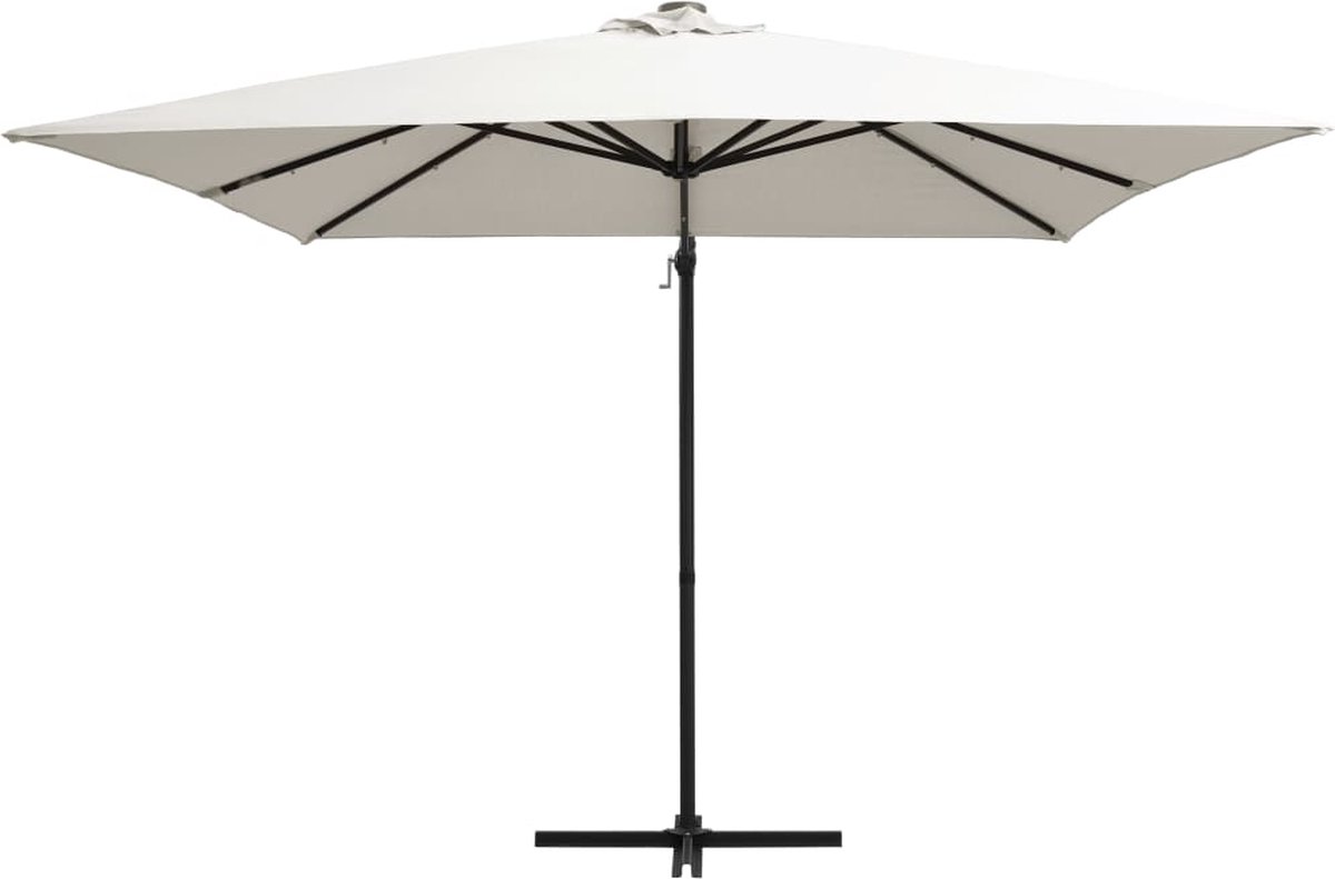 vidaXL Zweefparasol LED 250x250 zandkleurig Hangende Parasol - Zonnelichtwering - Led Verlichting - Buitensfeer - Tuinzomer - Patio Set - Garden Party (8113138643338)