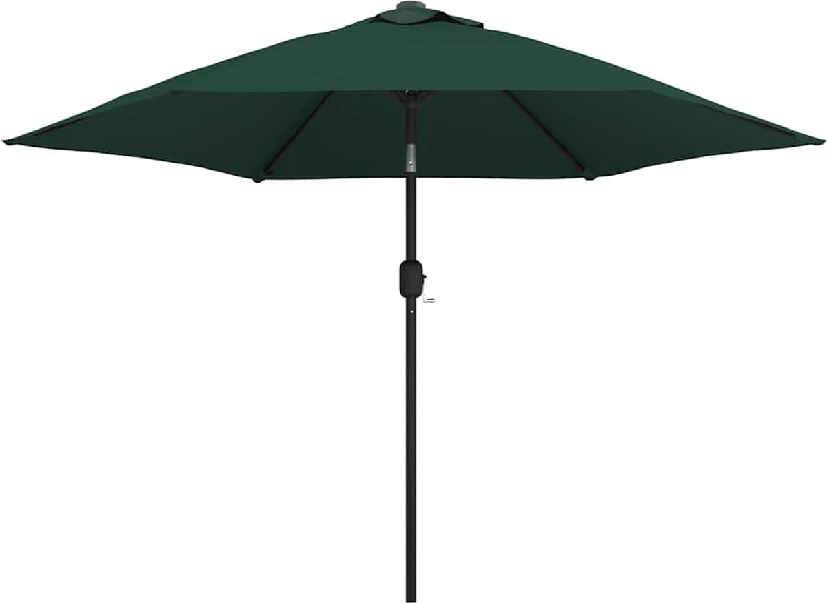 vidaXL Zweefparasol LED 3,5m Groen - UV-bescherming LED Parasol - Tuinzeltdekking - Parasols - Buitenschildering - Tuinaccessoires - Veranda - Patio - Zonnenschermer (8301359052965)