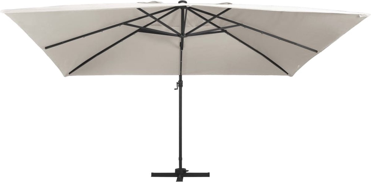 vidaXL Zweefparasol LED 400x300 cm - Zandkleurig Hangende Parasol - Tuinset - Terrasdecoratie - Buitenschilderij - Zonnescherm - Outdoor Decor (8251038124059)