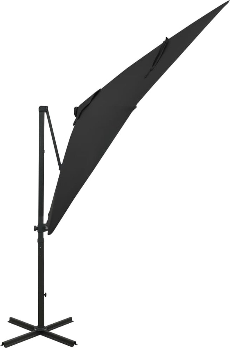 vidaXL Zweefparasol - LED-verlichting - 250 cm - Zwart Tuinparasol - Parasol - Led Licht - Zwarte Parasol - Buitenschildering - Terrasdecoratie - Zonwering - Zomeraccessoires - Outdoor Living (8189940108716)