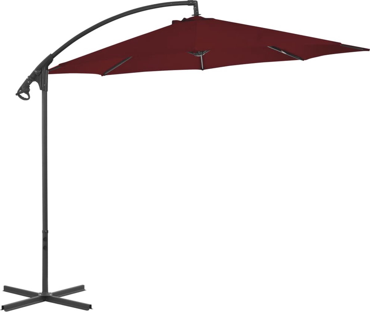 vidaXL Zweefparasol - Staal - 300 cm - Bordeauxrood Zweefparasol - Parasol - Tuinset - Buitenleven - Balkondecoratie - Terrasdecoratie - Zomerzonnescherming - Rode Parasol (8204638355101)