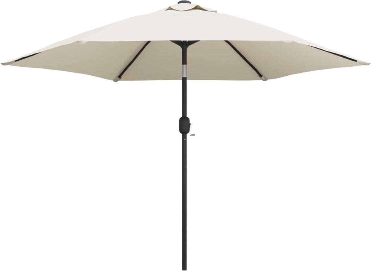 vidaXL Zweefparasol met LED 3 m - Zandwit Tuin Parasols - Strand Parasol - Parasol Led - Vlinder Parasol - Zonwering Tuin - Parasol Wit (8189940122286)