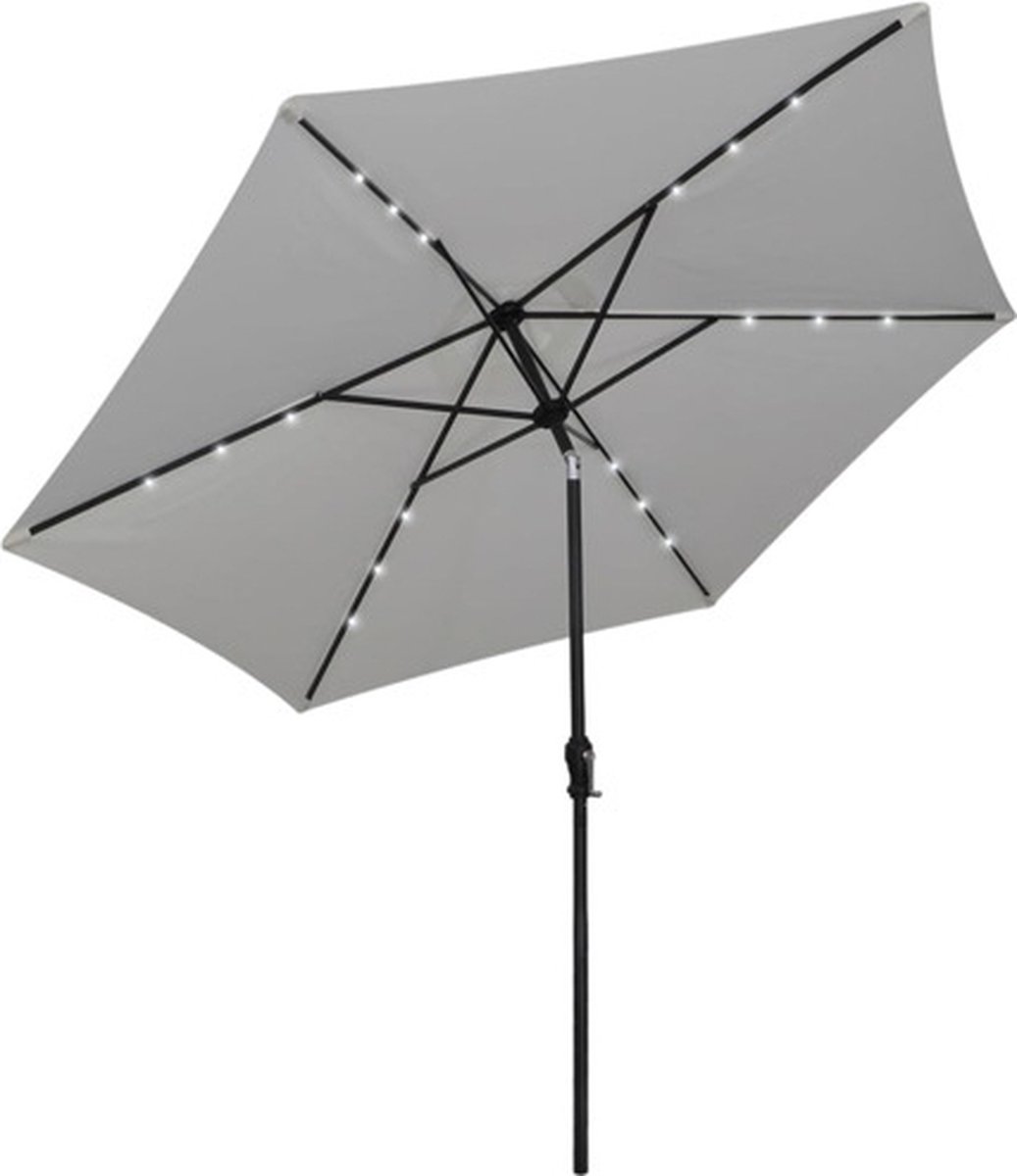 vidaXL - Zweefparasol - met - LED - 3 - m - zandwit (8718475971146)