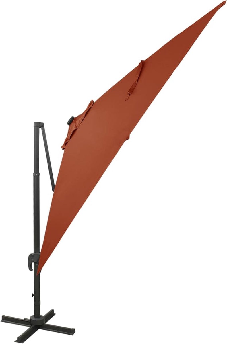 vidaXL Zweefparasol met LED 300 cm - Terracotta Tuinparasol - Terraszonwering - Led Verlichting - Buitenaanrecht - Outdoor Decor - Zonnezegel - Terracota Kleur (8202522826133)