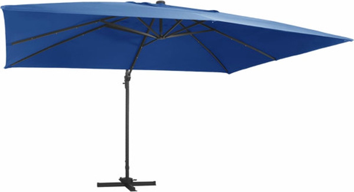 vidaXL - Zweefparasol - met - LED - en - aluminium - paal - 400x300 - cm - azuurblauw (8719883759104)