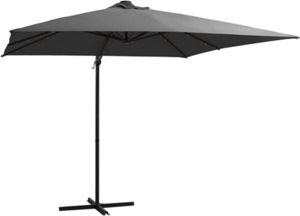 vidaXL - Zweefparasol - met - LED - en - stalen - paal - 250x250 - cm - antracietkleurig (8719883758954)