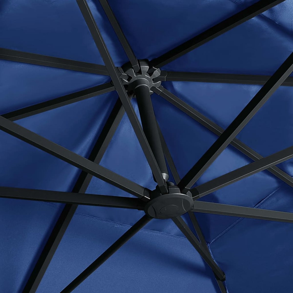 vidaXL - Zweefparasol - met - LED - en - stalen - paal - 250x250 - cm - azuurblauw (8719883758985)