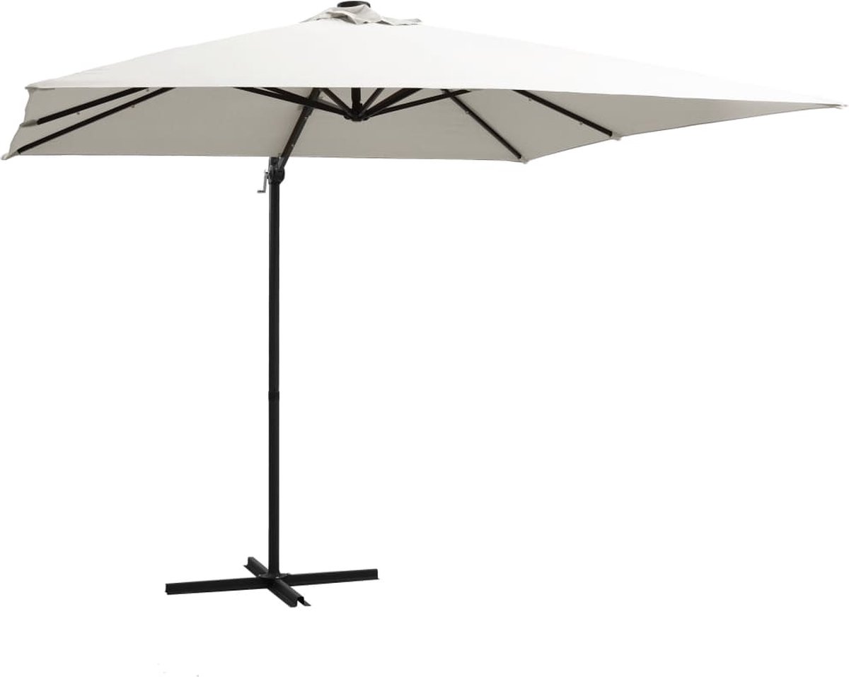 vidaXL - Zweefparasol - met - LED - en - stalen - paal - 250x250 - cm - groen (8719883758947)