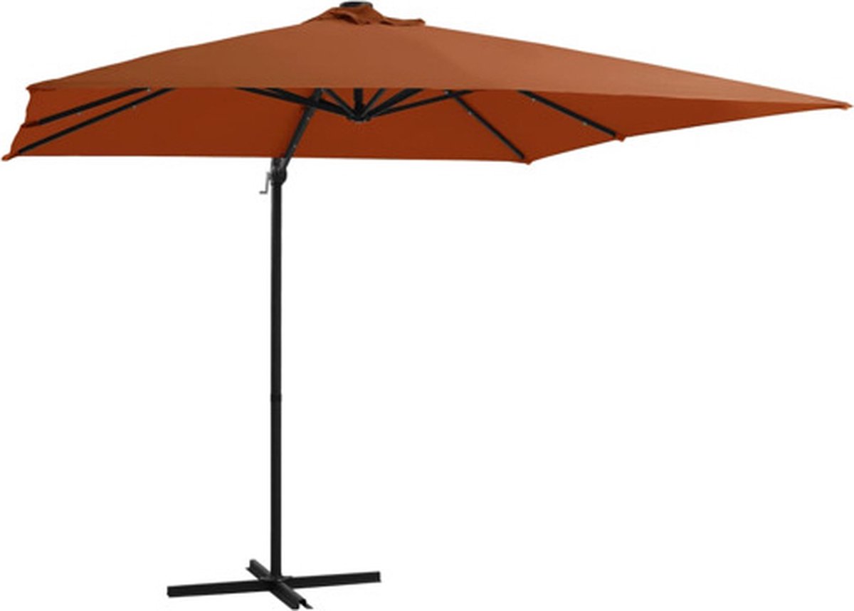 vidaXL - Zweefparasol - met - LED-verlichting - 250x250 - cm - terracottakleurig (8720286181157)