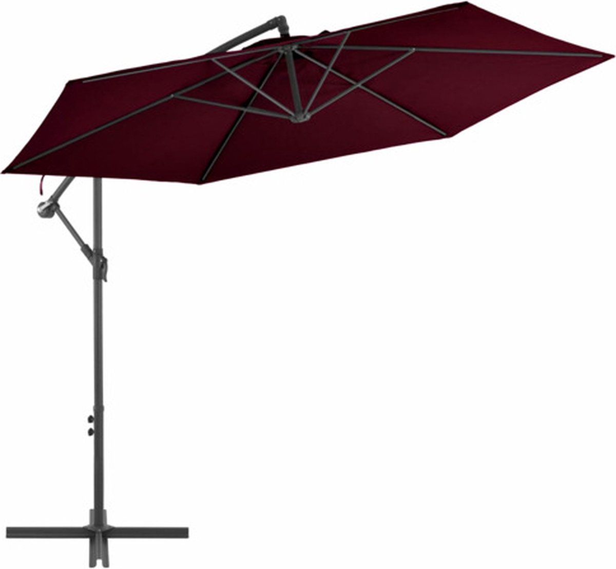 vidaXL - Zweefparasol - met - aluminium - paal - 300 - cm - bordeauxrood (8720286164365)