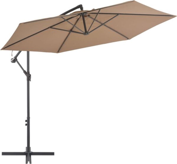 vidaXL - Zweefparasol - met - aluminium - paal - 300 - cm - taupe (8718475697497)