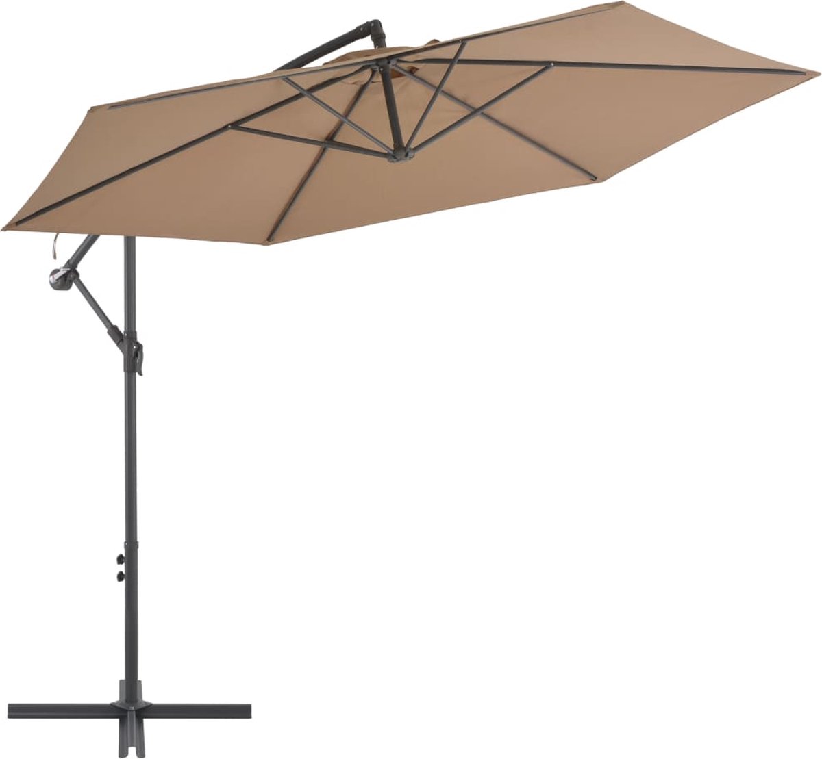 vidaXL - Zweefparasol - met - aluminium - paal - 300 - cm - taupe (8718475701040)