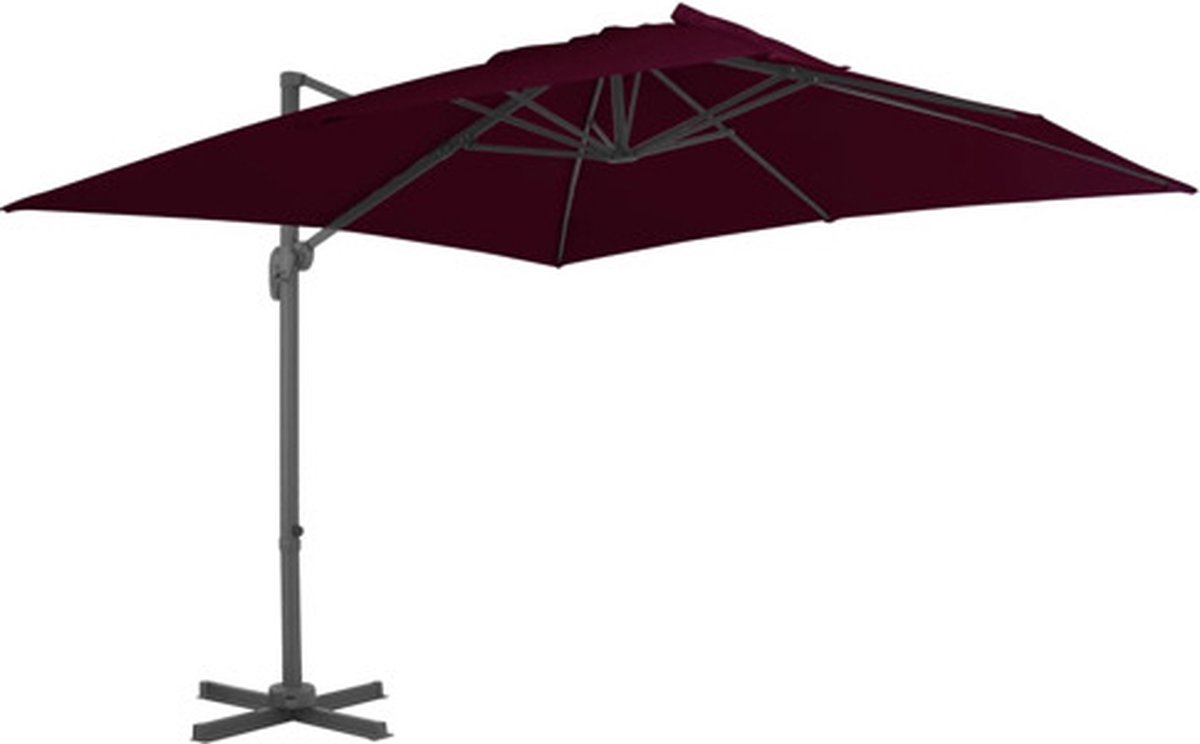 vidaXL - Zweefparasol - met - aluminium - paal - 300x300 - cm - bordeauxrood (8720286181188)