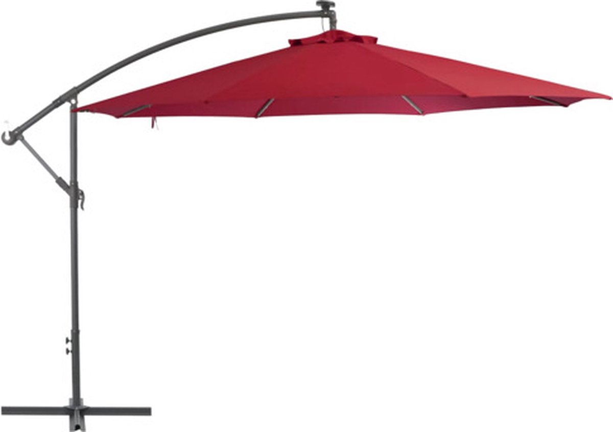 vidaXL - Zweefparasol - met - aluminium - paal - 350 - cm - bordeauxrood (8718475697466)