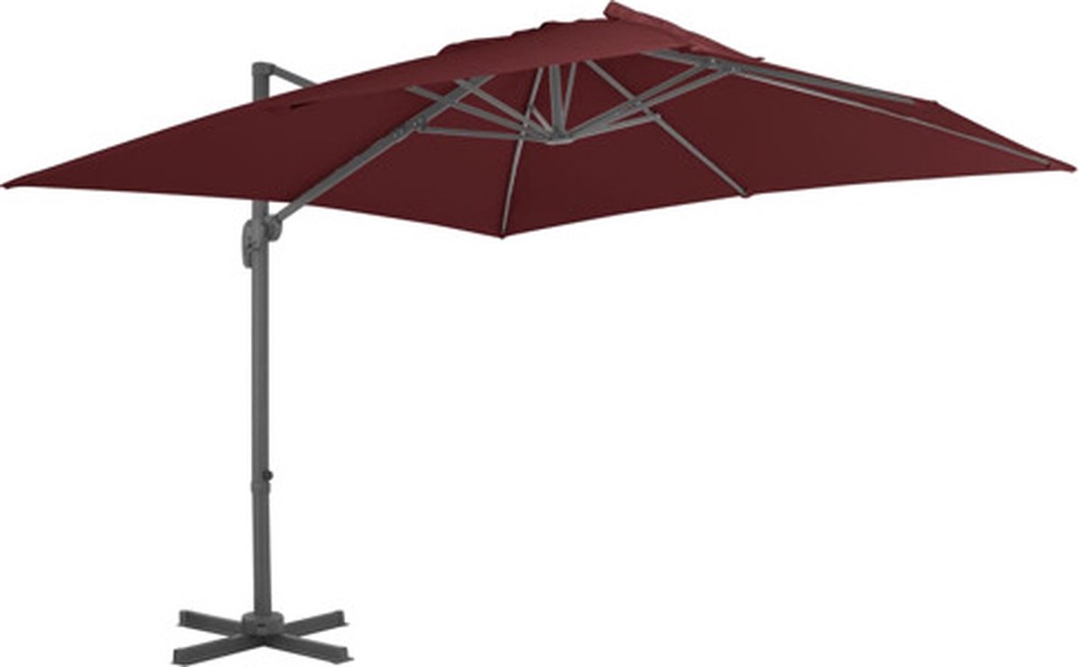 vidaXL - Zweefparasol - met - aluminium - paal - 400x300 - cm - bordeauxrood (8720286181195)