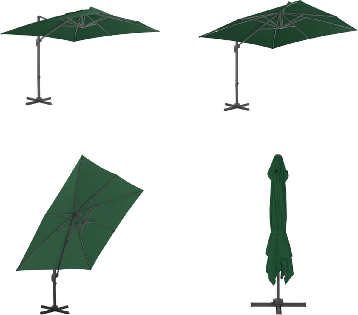 vidaXL Zweefparasol met aluminium paal 400x300 cm groen - Zweefparasol - Zweefparasols - Parasol - Parasols (8721115530986)