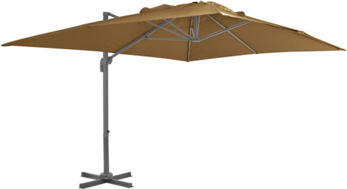 vidaXL - Zweefparasol - met - aluminium - paal - 400x300 - cm - taupe (8718475701200)