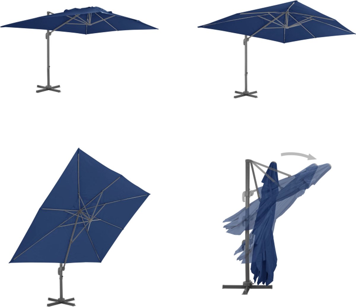 vidaXL Zweefparasol met aluminium paal 4x3 m azuurblauw - Zweefparasol - Zweefparasols - Parasol - Parasols (8721115521670)