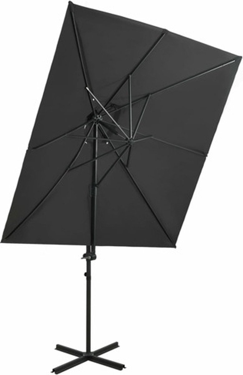 vidaXL - Zweefparasol - met - dubbel - dak - 250x250 - cm - antracietkleurig (8720286181669)