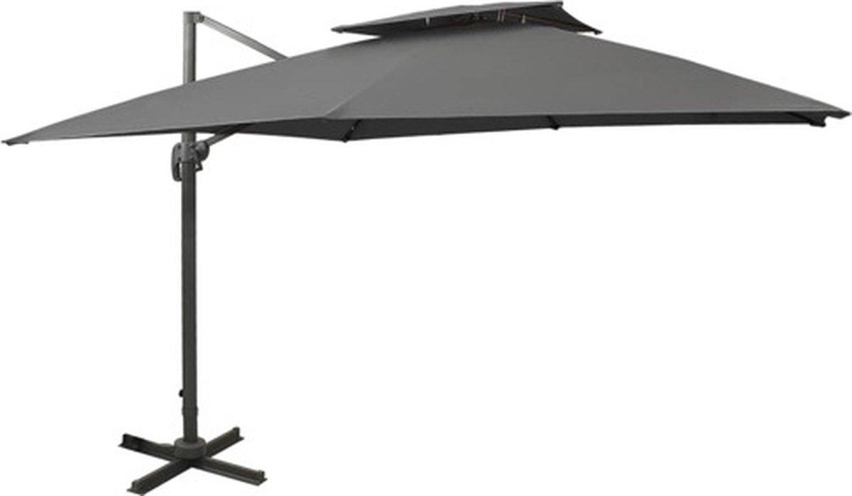 vidaXL - Zweefparasol - met - dubbel - dak - 300x300 - cm - antracietkleurig (8720286181768)