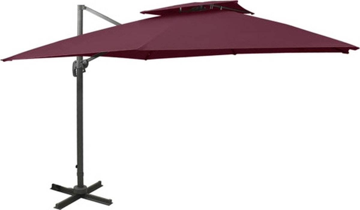 vidaXL - Zweefparasol - met - dubbel - dak - 300x300 - cm - bordeauxrood (8720286181843)