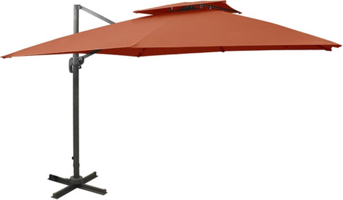 vidaXL - Zweefparasol - met - dubbel - dak - 300x300 - cm - terracottakleurig (8720286181867)