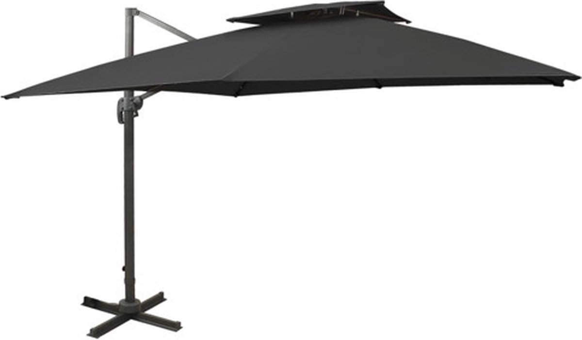 vidaXL - Zweefparasol - met - dubbel - dak - 300x300 - cm - zwart (8720286181805)