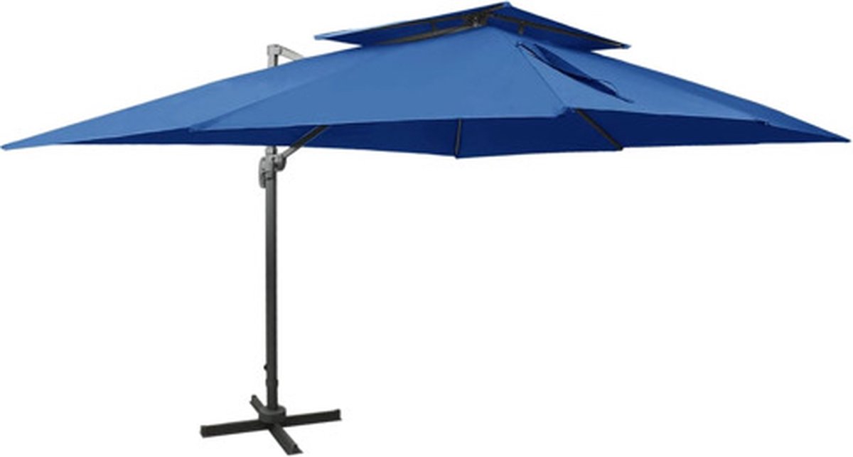 vidaXL - Zweefparasol - met - dubbel - dak - 400x300 - cm - azuurblauw (8720286181836)