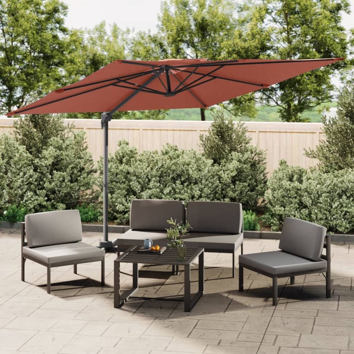 vidaXL - Zweefparasol - met - dubbel - dak - 400x300 - cm - terracottakleurig (8720845690670)