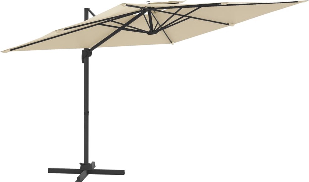 vidaXL - Zweefparasol - met - dubbel - dak - 400x300 - cm - zandwit (8720845690533)