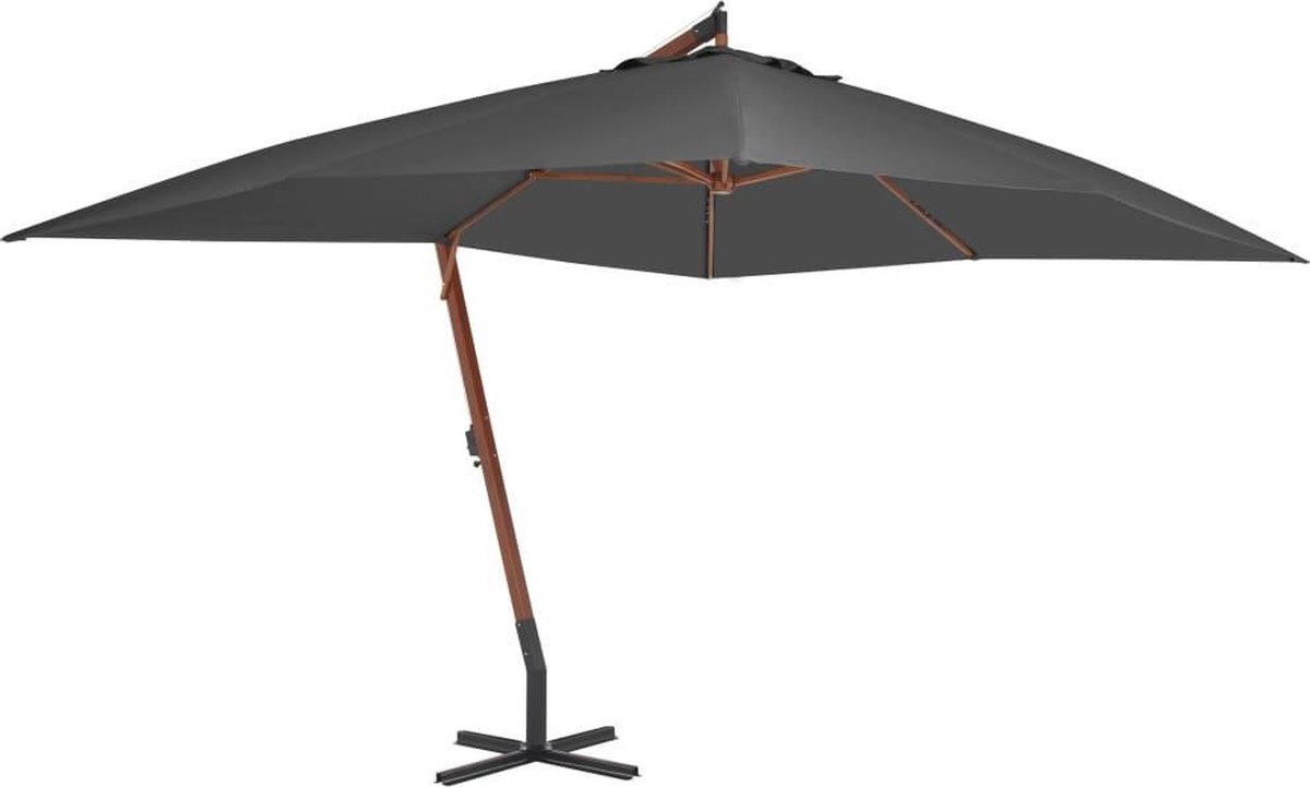 vidaXL - Zweefparasol - met - houten - paal - 400x300 - cm - antracietkleurig (8718475697305)