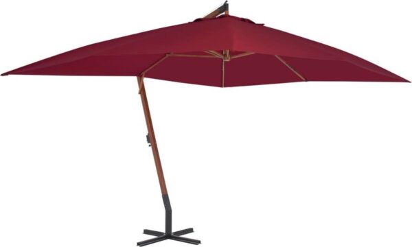 vidaXL - Zweefparasol - met - houten - paal - 400x300 - cm - bordeauxrood (8718475697329)