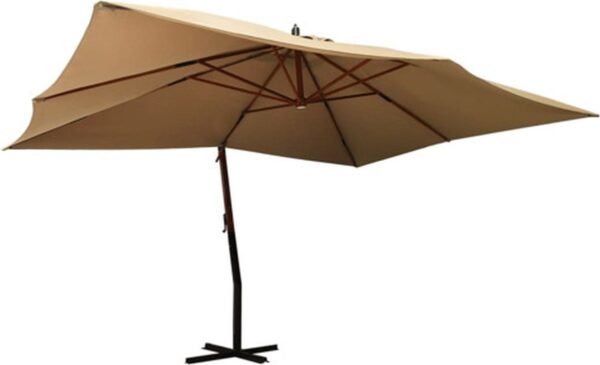 vidaXL - Zweefparasol - met - houten - paal - 400x300 - cm - taupe (8720286773727)