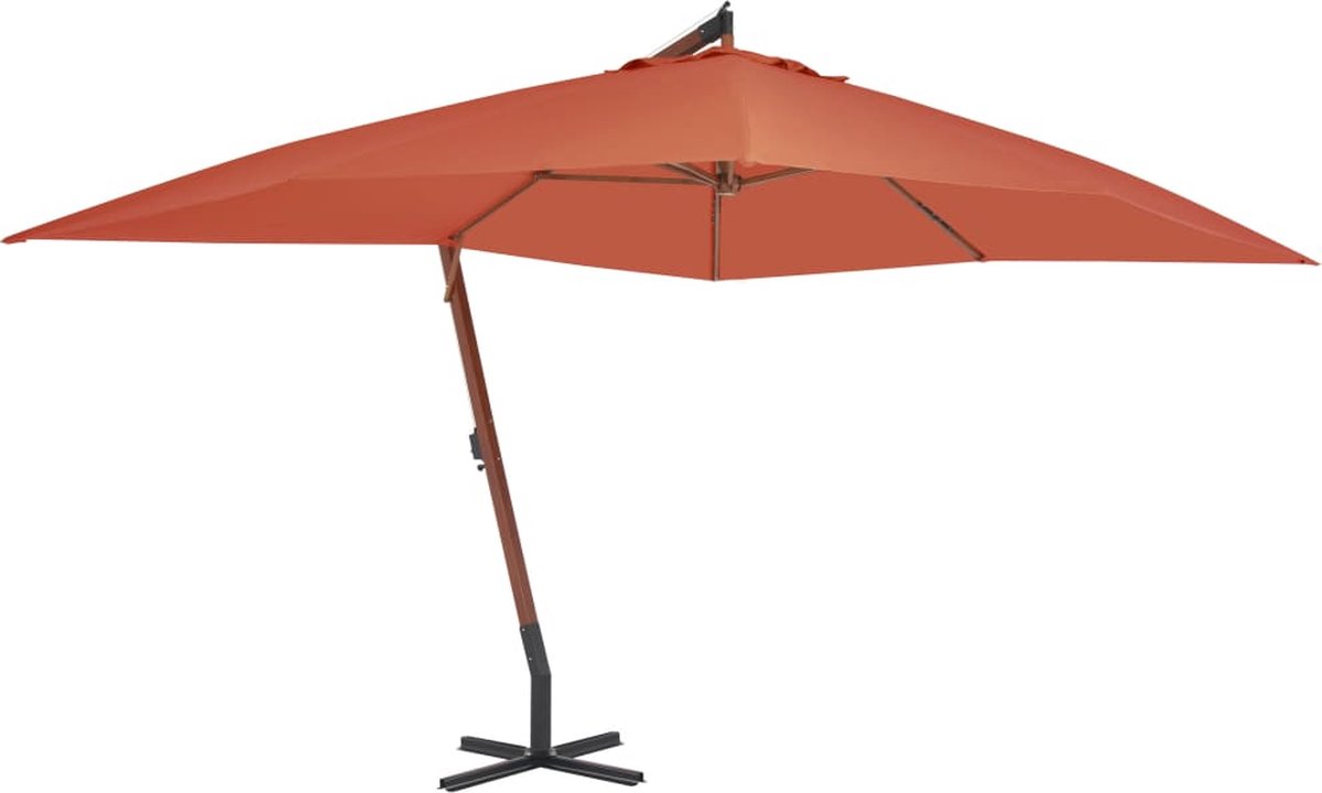 vidaXL - Zweefparasol - met - houten - paal - 400x300 - cm - terracottakleurig (8718475697336)