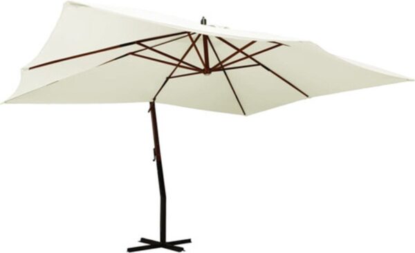 vidaXL - Zweefparasol - met - houten - paal - 400x300 - cm - zandwit (8720286773703)