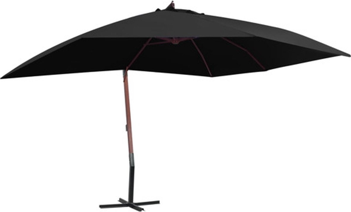 vidaXL - Zweefparasol - met - houten - paal - 400x300 - cm - zwart (8719883744490)